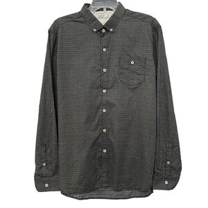 7 Diamonds Men’s Large Black White Geometric Print Long Sleeve Shirt